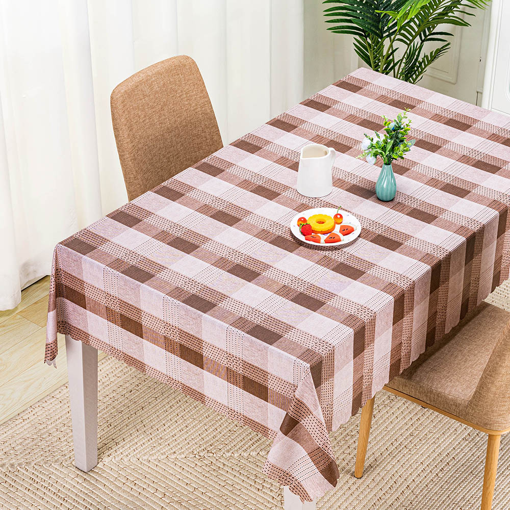 Pink Checked Plaid with Floral Edge Classic PVC Table Cover
