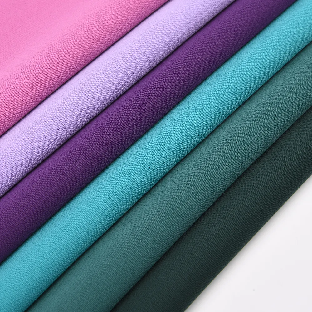 Toptan iki yönlü Spandex dokuma kumaş çift taraflı % 96% Polyester 4% Spandex 4-way streç Jersey kumaş