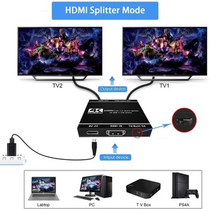 Divisor de Audio HDMI de 2 modos, 1 en 2 salidas, 2.0b HDMI 1x2, divisor HDCP2.2 para monitores duales o Audio/HDMI modo mixto - Product Image 4