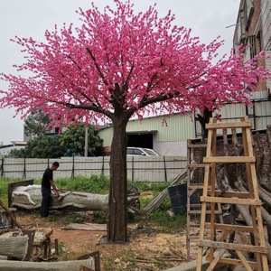 大きな人工モモの花の木春スタイル赤い梅花フェイク植物ホームガーデン装飾品アートデコレーション