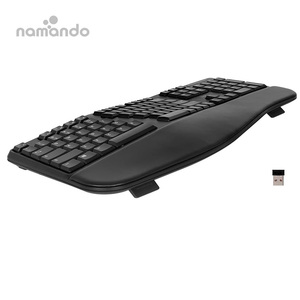 Ergonomic Wireless Split 105-<strong>Key</strong> <strong>Keyboard</strong> 2.4GHz Wireless 13 Multimedia Hotkeys <strong>Functions</strong> Auto Power Wrist Cushion Support - Product Image 3