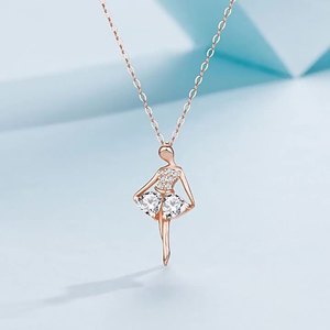 ריקוד בלט גשם שרשרת נשים 925 כסף פשוט טמפרמנט Zirconia שרשרת חג המולד מתנה