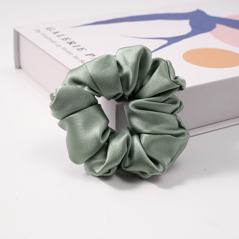 Bean paste green Silk Scrunchie 4cm