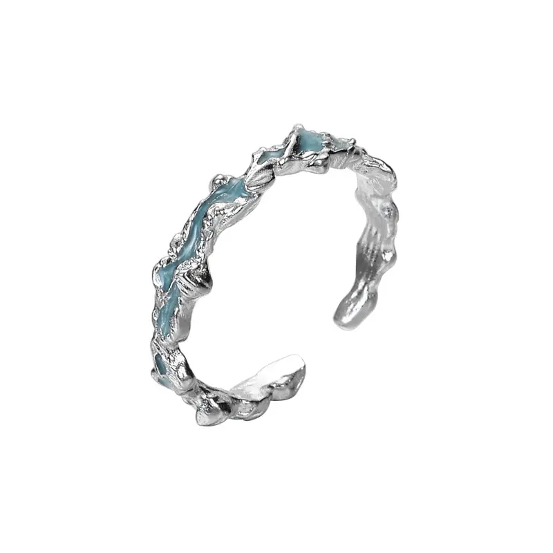 S925 plata esterlina tendencia menta azul hielo lago Scrub textura gotas joyería para mujeres Día de San Valentín y regalos del Día de la madre