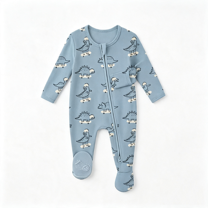 Light Blue Cartoon Animal Print