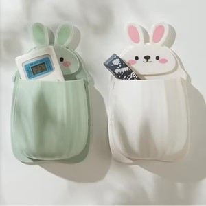 Dễ Thương Thỏ tường treo lưu trữ giá Punch-Miễn phí treo tường điện thoại di động điều khiển từ xa hộp lưu trữ phòng tắm trang điểm tổ chức - Product Image 2