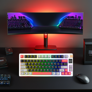 定制开关TKL RGB游戏键盘无线机械键盘，带发光二极管显示器和旋钮 - Product Image 4