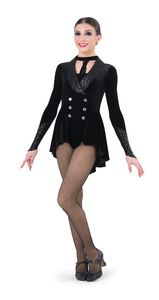 女の子女性キッズ大人黒ベルベットタップとジャズダンス衣装