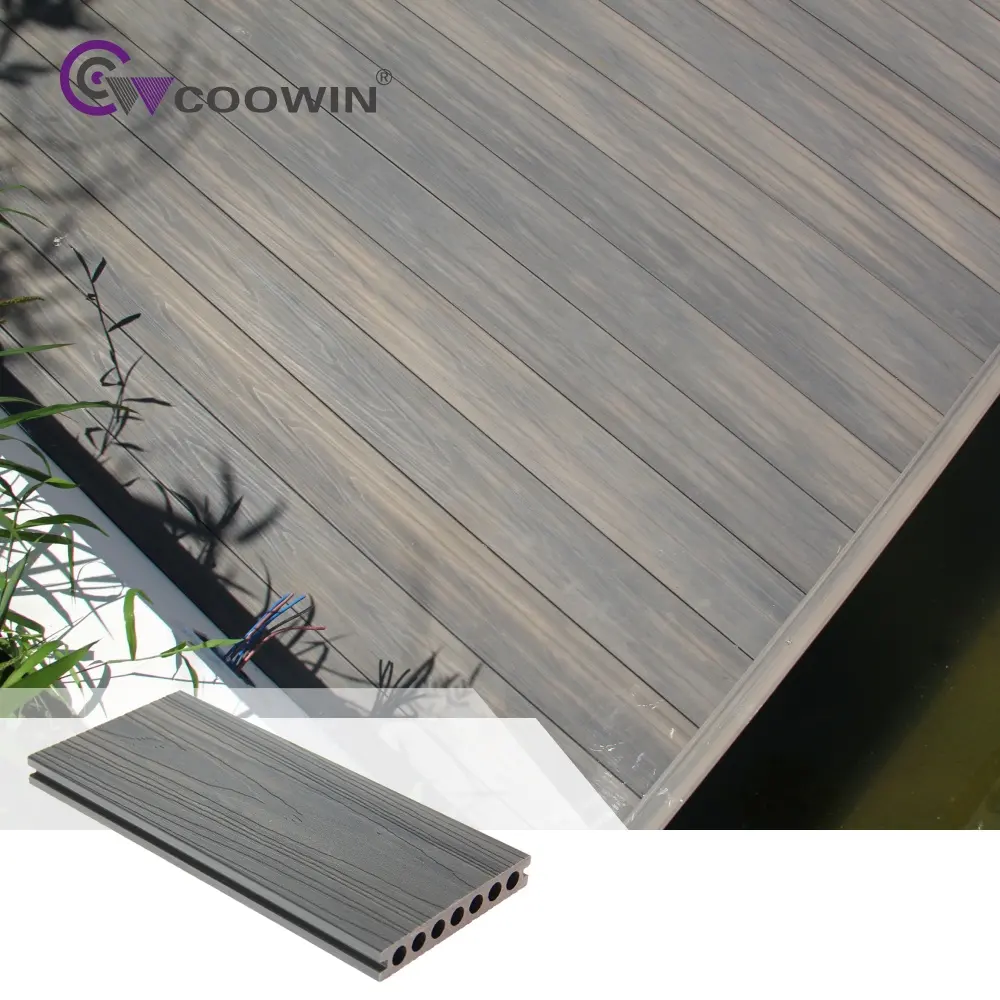 Capped hạt gỗ chịu thời tiết WPC decking Board co-đùn sàn rỗng