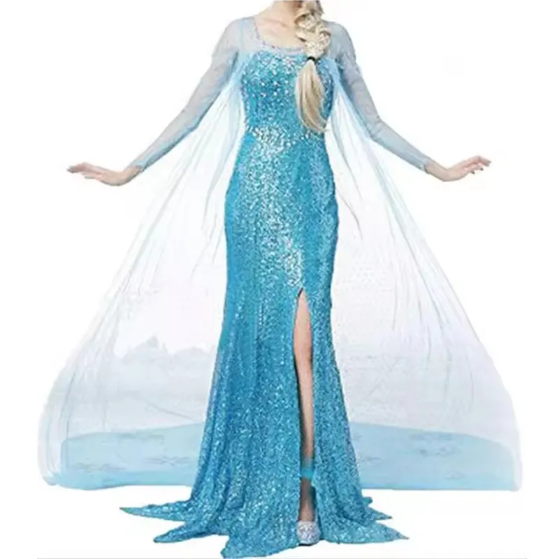 Elsa prenses çocuk cadılar bayramı Cosplay fantezi parti Up Anna Elsa kostüm kız elbise