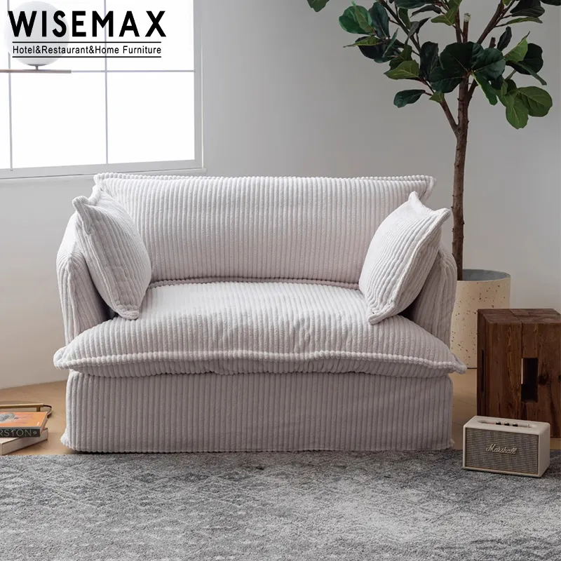 WISEMAX modern nordisch Cord-Wollsofa komfortabler Latex gefülltes modulares Chesterfield-Wohnzimmer Appartment Villa Haus