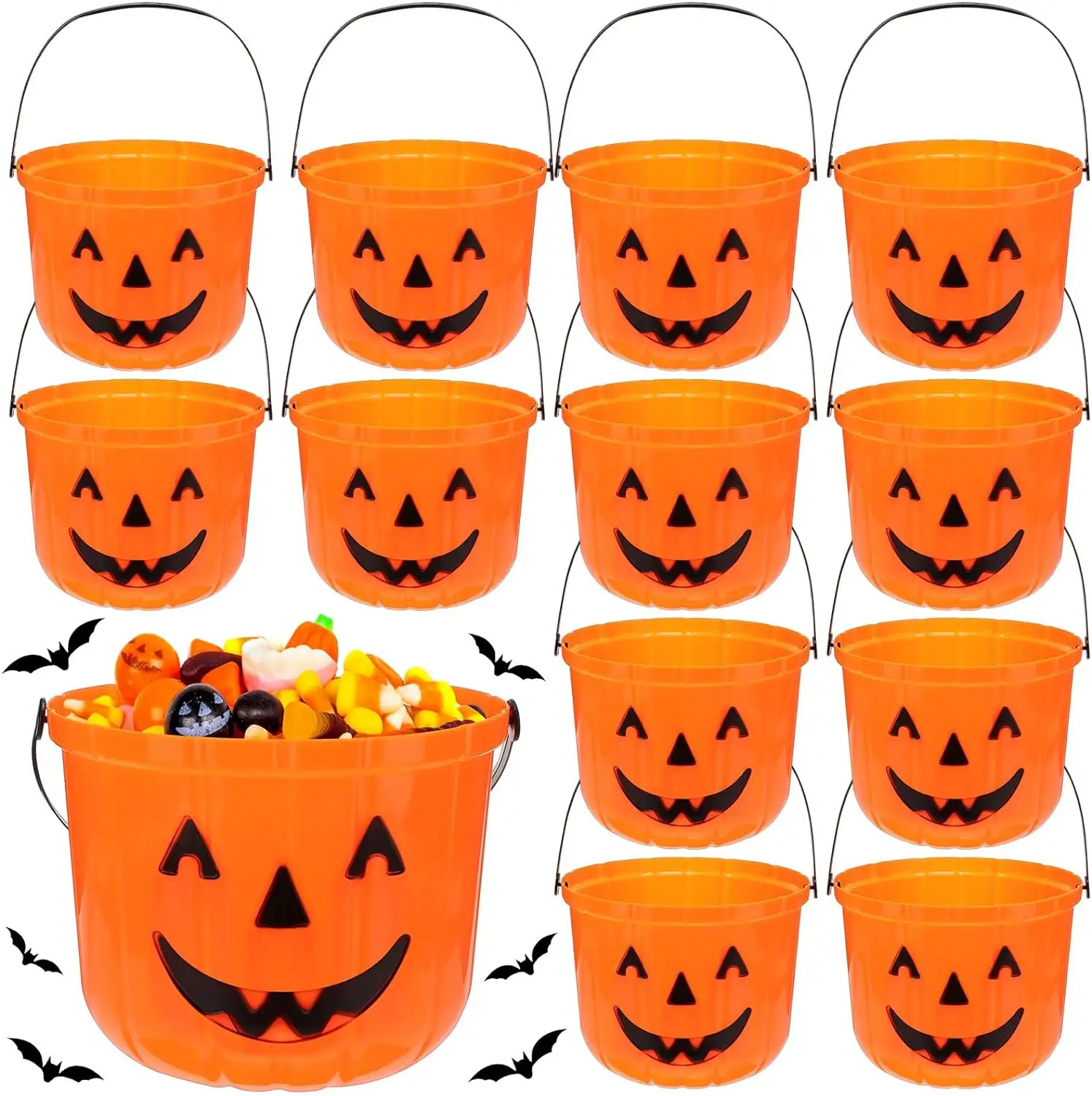 Accessoires de Festival d'Halloween Trick Or Treat Sac Favor Halloween Seau Décoration En Plastique Citrouille Bonbons Seaux Pour Enfants