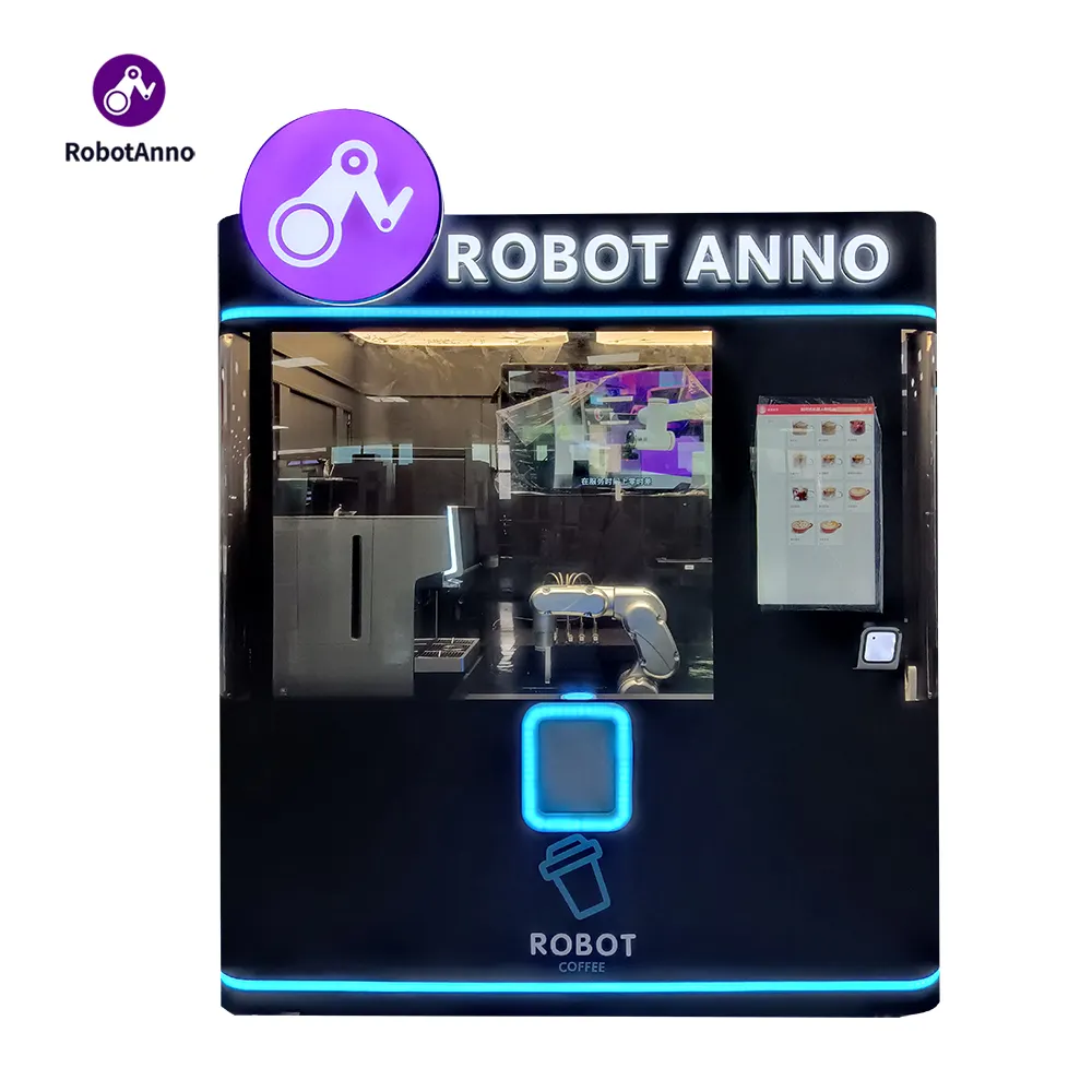 6 Axis Robotic Coffee Shop Pembuat Kopi Es Barista 24 Jam Mesin Penjual Tanpa Awak