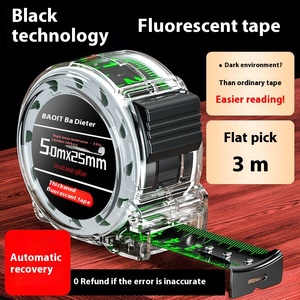 Doğru ölçümler için paslanmaz bıçaklı yüksek dereceli Mini cetvel 5 7.5 10 metre uzun siyah floresan çelik - Product Image 4