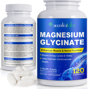 Acentiallabs 120 cápsulas melhora a função nervosa muscular bisglicinato magnésio cápsulas glicinato magnésio cápsulas - Product Image 2