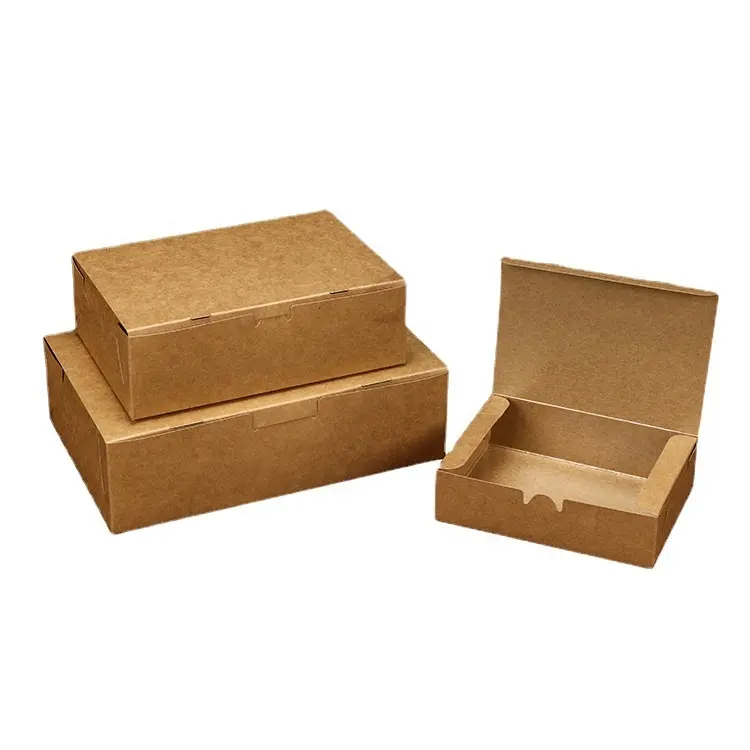 Одноразовая пищевая коробка на вынос, биоразлагаемый пищевой контейнер из крафт-бумаги