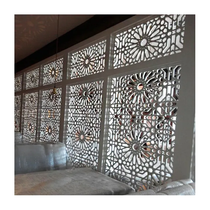 Otel dekoratif metal ekranlar oda bölücü gravür kurulu duvar bölmesi oda bölücü alüminyum perde duvar paneller