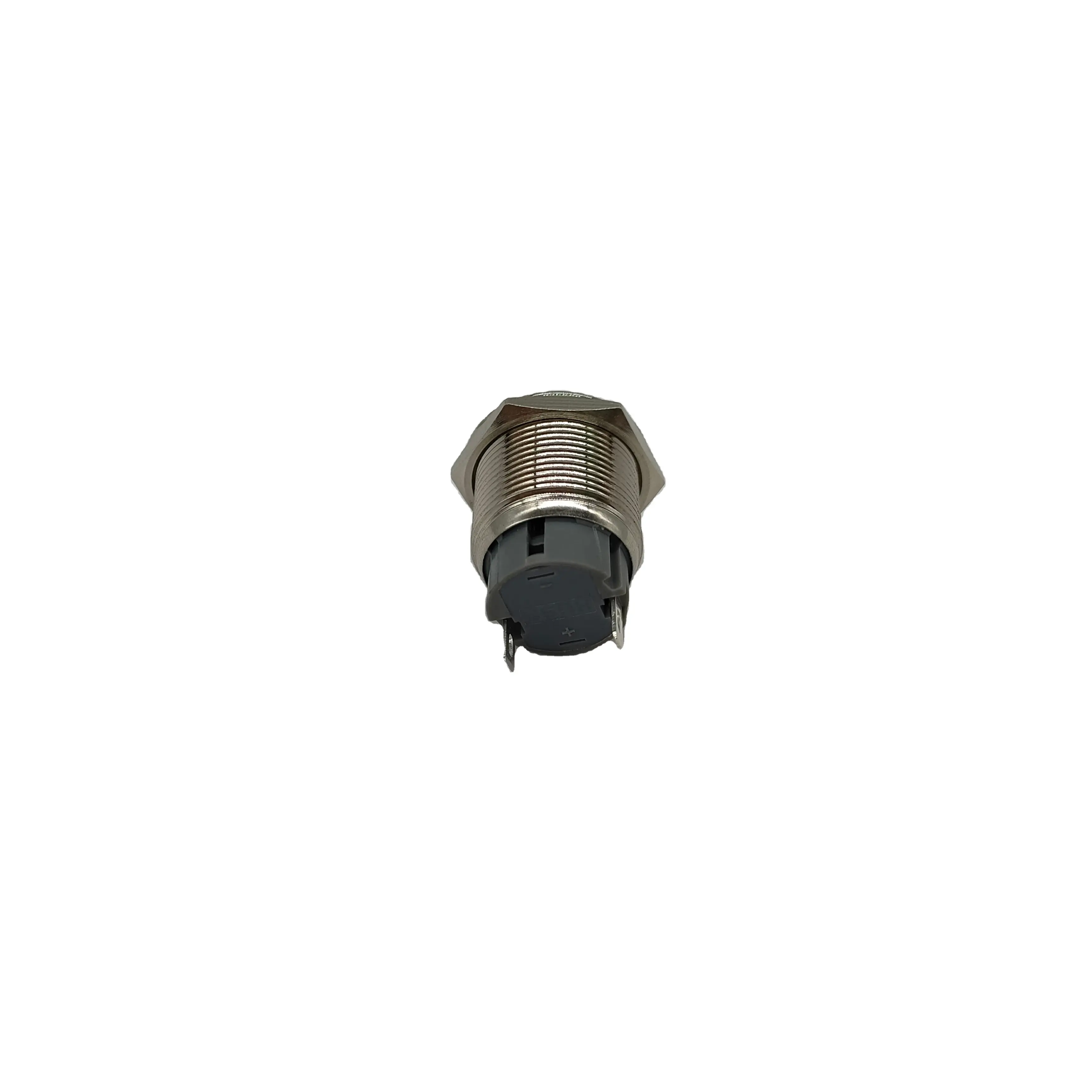 Waterproof and dust resistant 22mm customizable flat head normally open pin brass nickel plated metal push button switch