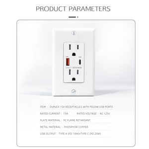Quick Charger 15A 125V Dual USB Outlet PD20W PD18W Type a Type C Port USB <strong>Plug</strong> <strong>US</strong> Standard Duplex Receptacle - Product Image 2
