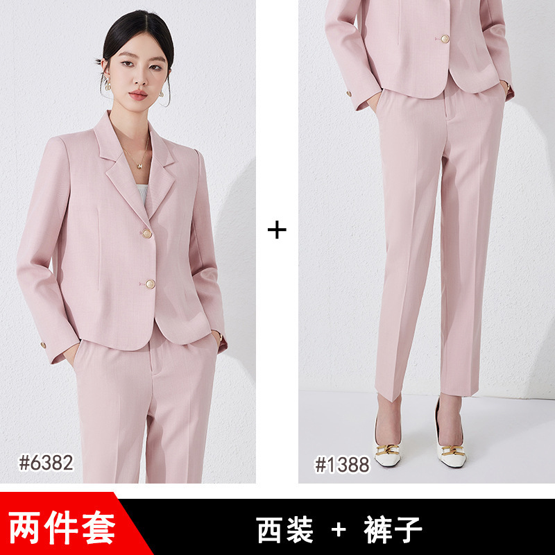 Pink long-sleeved shirt and suit pants