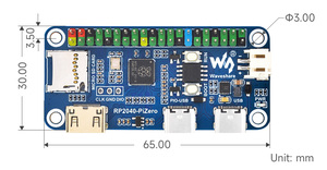 Raspberry Pi 40PINGPIOインターフェイスと互換性のある公式RP2040デュアルコアプロセッサに基づくRP2040PiZero開発ボード - Product Image 6