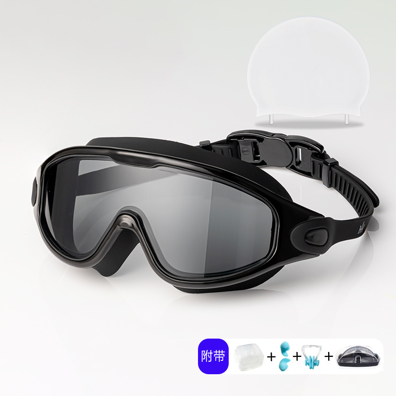Ensemble de lunettes de natation et bonnet noirs