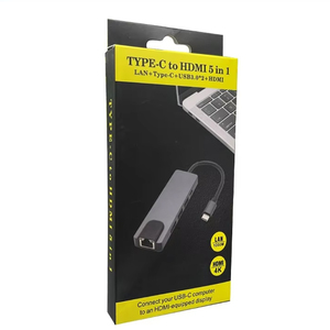5-in-1 Type-C ฮับอะแดปเตอร์ <span class=keywords><strong>USB</strong></span> C ที่มี RJ45 Ethernet HDMI <span class=keywords><strong>USB</strong></span> พอร์ต3.0และ Type-C การจัดส่งพลังงานสำหรับแล็ปท็อปแท็บเล็ตและสมาร์ทโฟน - Product Image 6