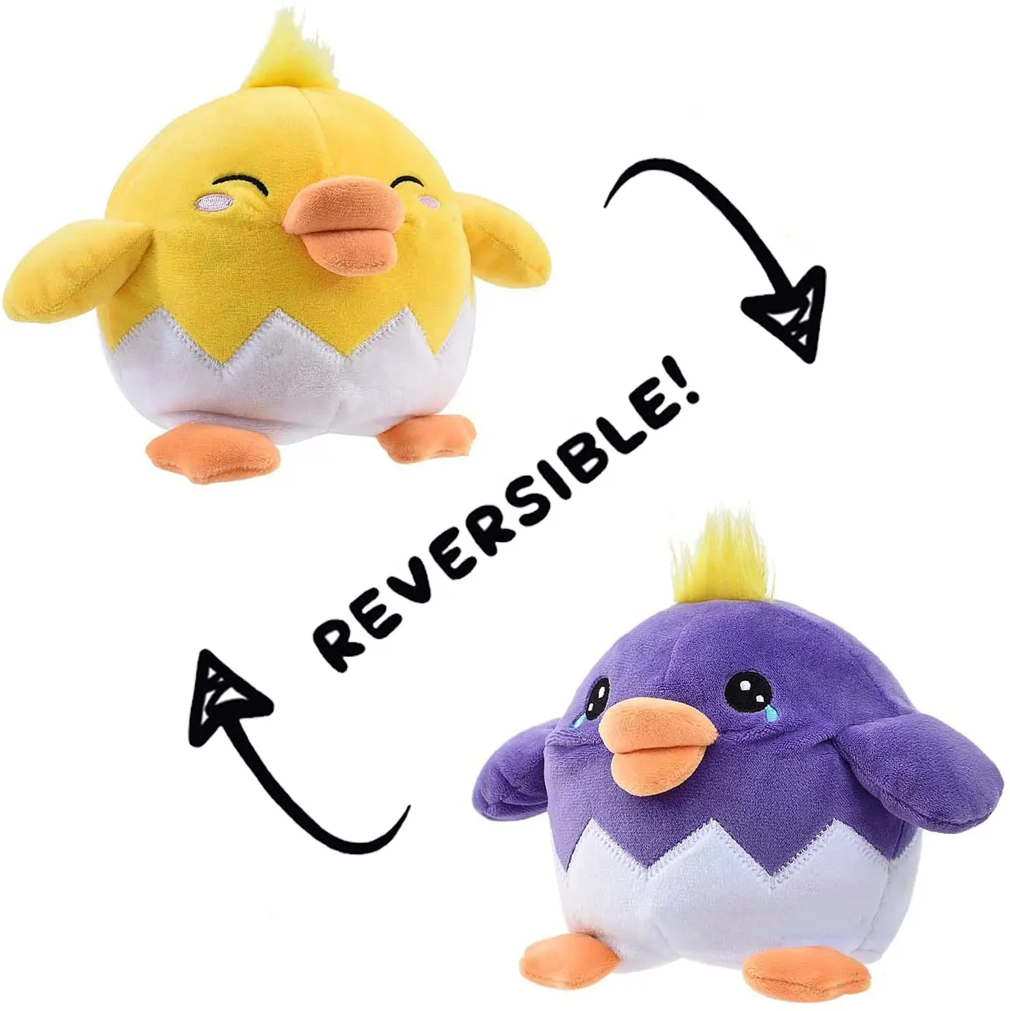 Omkeerbare Eend Plushie Toys Knuffeldier Stemming Pluche Dubbelzijdig Flip Helpen U Express Uw Emoties