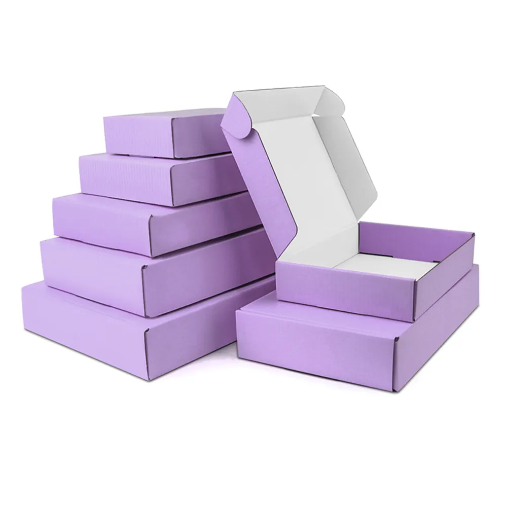 Пользовательская картонная коробка для почтовых отправлений, фиолетовые коробки, бумажная упаковка для творчества, белая крафт-бумага, королевская большая буква, длинная красная почтовая коробка
