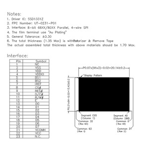 Werksverkauf 0,95 Zoll 96*64 Farb-OLED-Anzeige module mit SSD1331Z 23PIN SPI I2C-Parallelschnittstelle zum Tragen von Produkten - Product Image 6