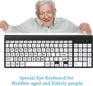 Grande tastiera stampata con tasti ad alto contrasto per disabilità visive o imparare a digitare perfetto per gli anziani ipovedenti - Product Image 3