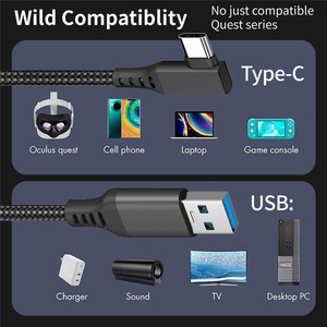 High Speed Gaming <strong>PC</strong> Data Transfer <strong>USB</strong> 3.0 to <strong>USB</strong> C Cable VR Headset <strong>Link</strong> Cable for Oculus Meta Quest Steam VR - Product Image 3
