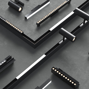 Hệ thống đèn ray từ tính gắn âm tường màu đen 2 dây, đèn LED ray từ tính tuyến tính 220V, đèn ray LED có thể điều chỉnh - Product Image 3