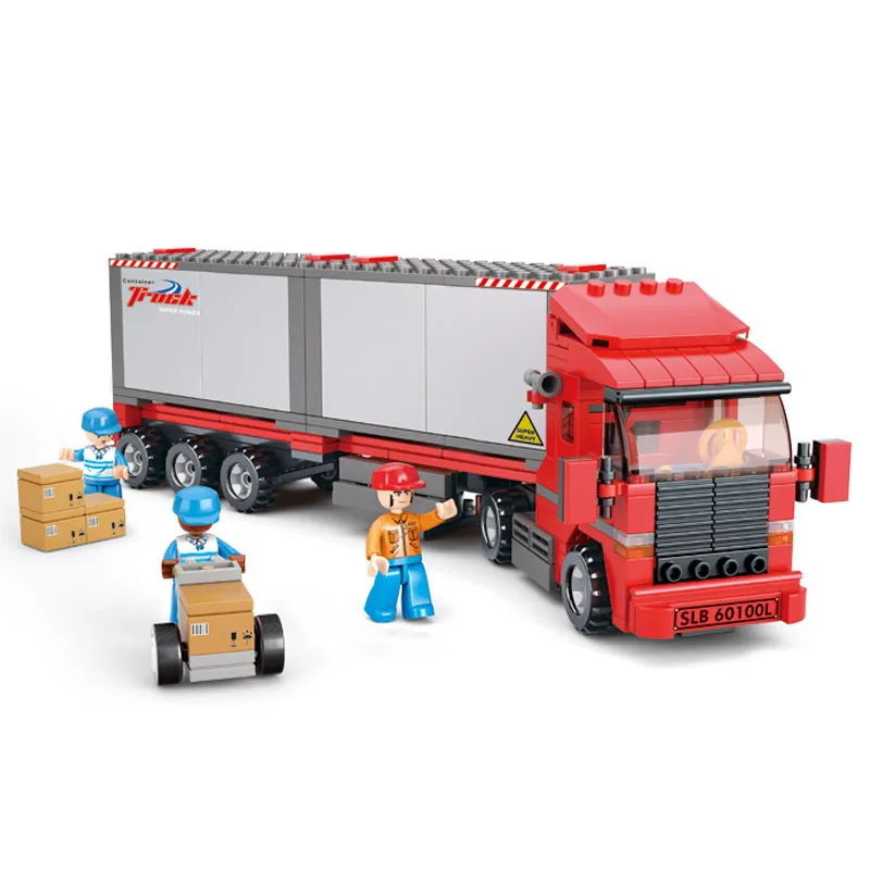 Sluban Building Blocks M38-B0338 Double Van Freight Train 345PCS City Transportation Construction KitためKids