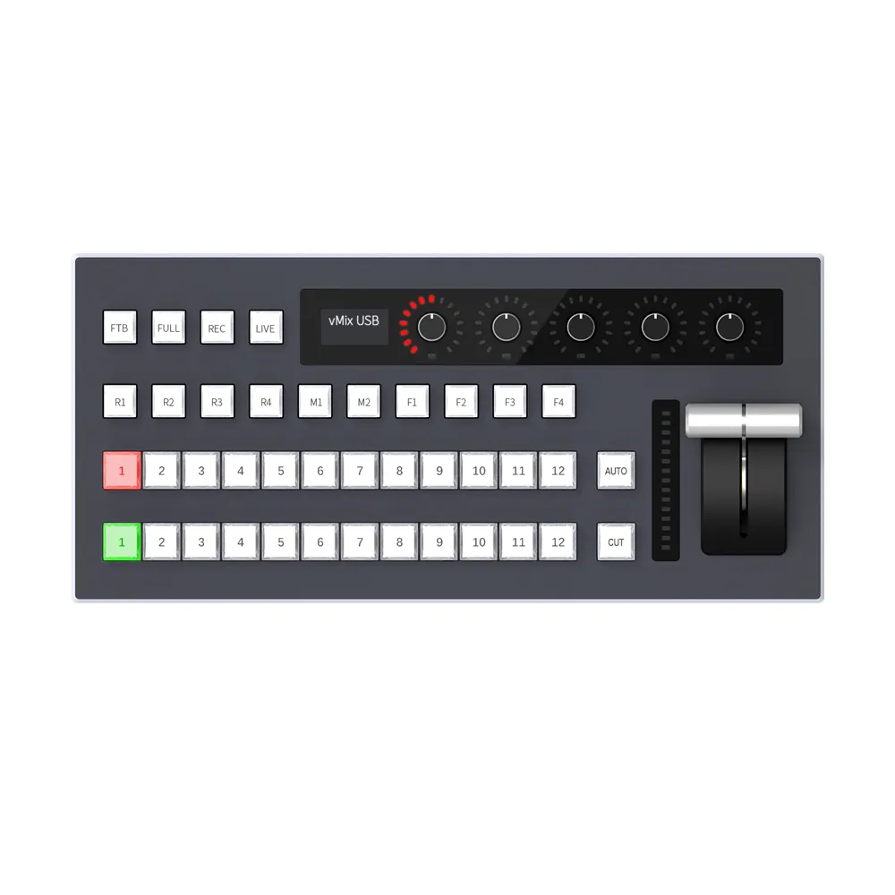 Keyboard Pengontrol Pengalih Produksi Full HD Portabel, Keyboard 12 Input Dapat Disesuaikan, Pengalih Video Mulus Usb Portabel