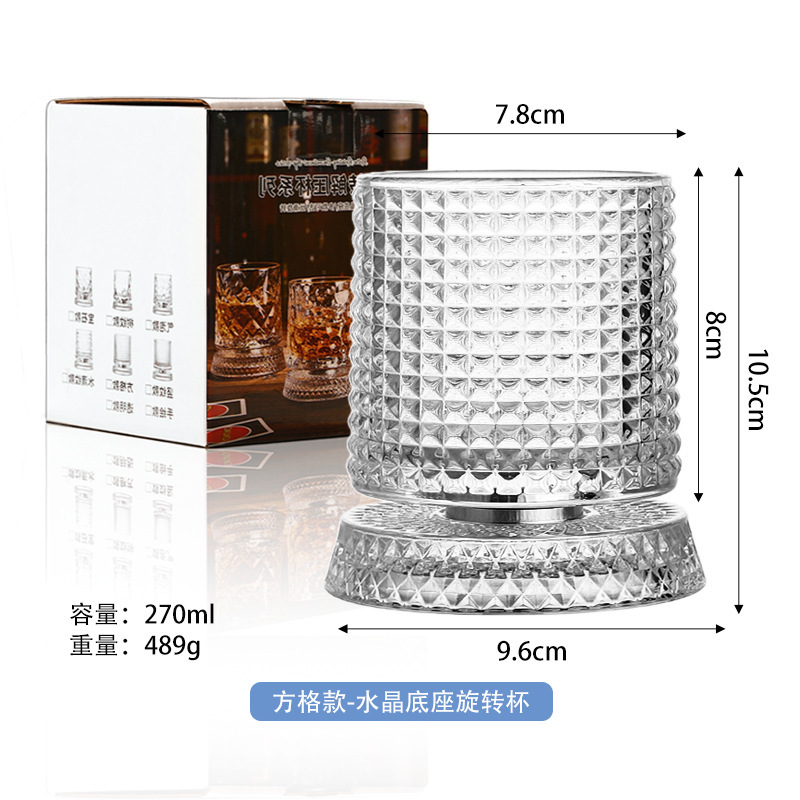 Design à carreaux - base en cristal - tasse pivotante - emballage en boîte couleur