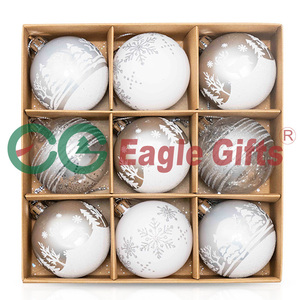 eaglegifts圣诞装饰印花防碎小塑料球装饰高雅手绘圣诞树球