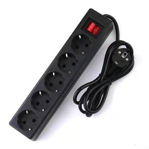 EU Standard German Type Power Strip <strong>3</strong>/<strong>4</strong>/5 Sockets in Row Flat <strong>Adapter</strong> Light Switch with Surge Protector Extension Cable - Product Image 3