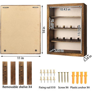 Keten geri ile 4 çıkarılabilir raflar gölge kutu çerçevesi dahil büyük rustik bellek vitrinin çiçekler - Product Image 4