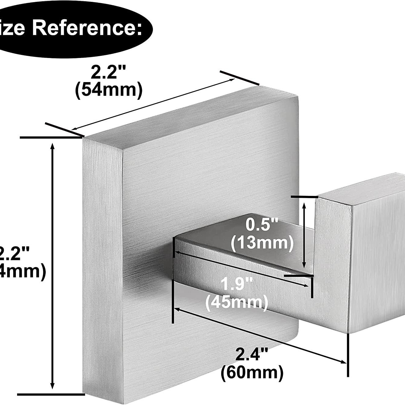 Natural brushed square hook 1 piece