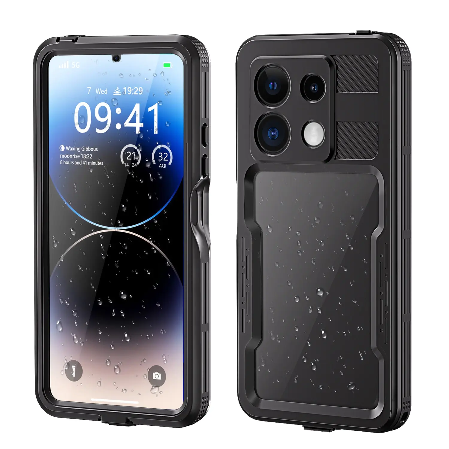 Snowproof dustproof waterproof case for Redmi Note 13 pro 5G transparent defender full body cover watertight