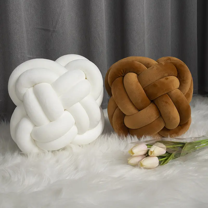 Hete Verkoop Geknoopt Geweven Sierkussen Bloemvormige Knoop Bal Handgemaakte Chinese Knoop Sofa Slaapkamerkussen
