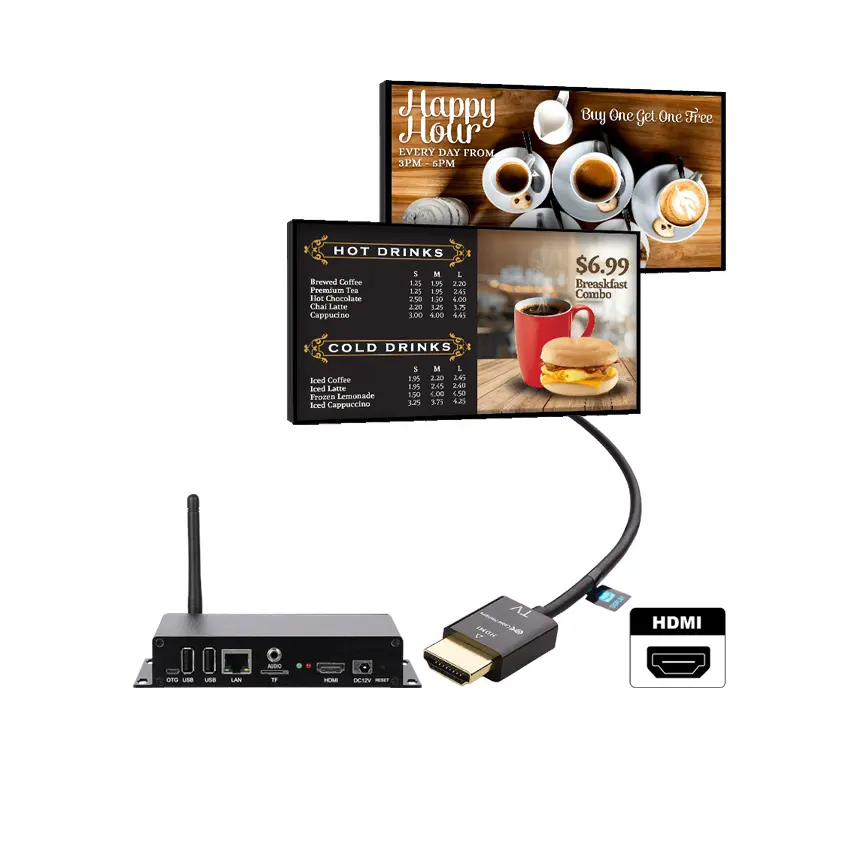 HKE-Q-400 de vídeo inalámbrico para publicidad, señal digital inteligente para restaurantes y tiendas
