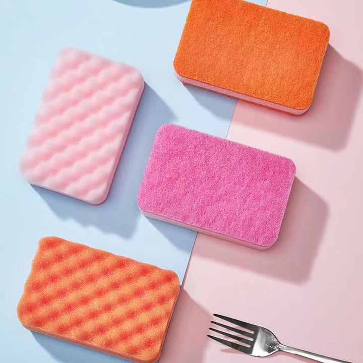 Colourful Wave Type Multicolor Sponge Scrub Dish Washing Sponge for Kitchen Cleaning