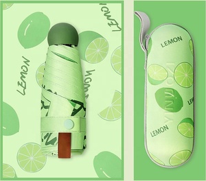 Atacado Proteção UV Bolso Fruta Portátil Padrão Mini Hard <span class=keywords><strong>Case</strong></span> 5 Guarda-chuva Dobrável Com Impressão Do Logotipo