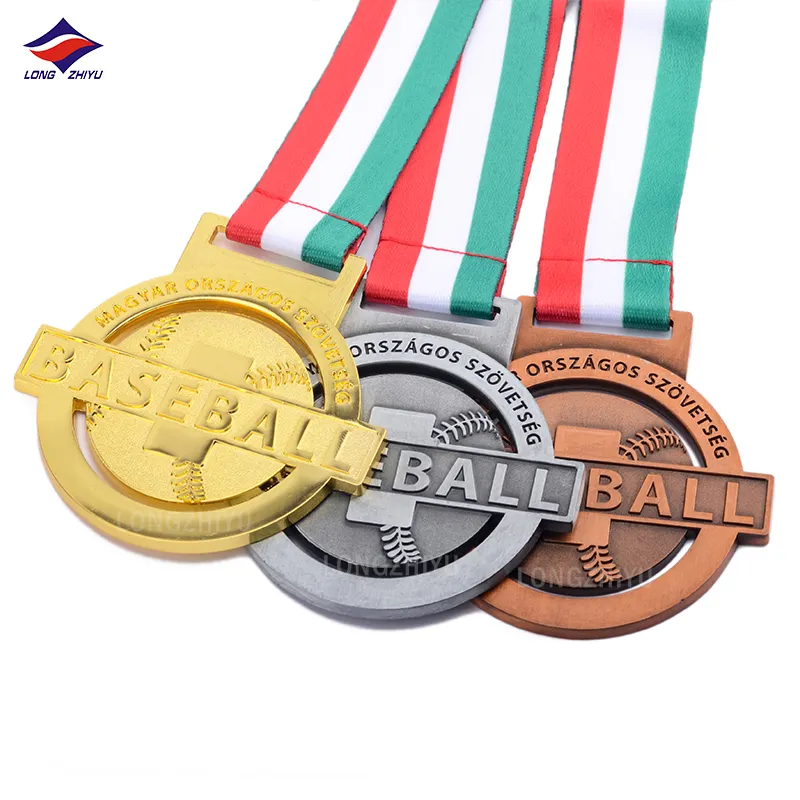 Longzhiyu metal deporte medalla fabricante personalizado al por mayor béisbol campeón medallas oro baloncesto hockey bádminton Cricket medallas