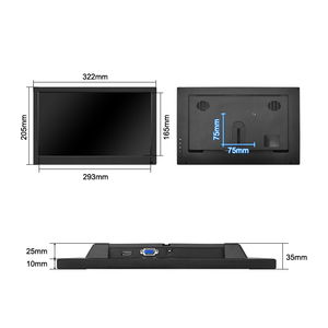 Monitor de ordenador con pantalla LCD de 13,3 pulgadas, caja de plástico, retroiluminación LED, entrada de 12V CC, montaje en pared, Monitor Industrial de escritorio