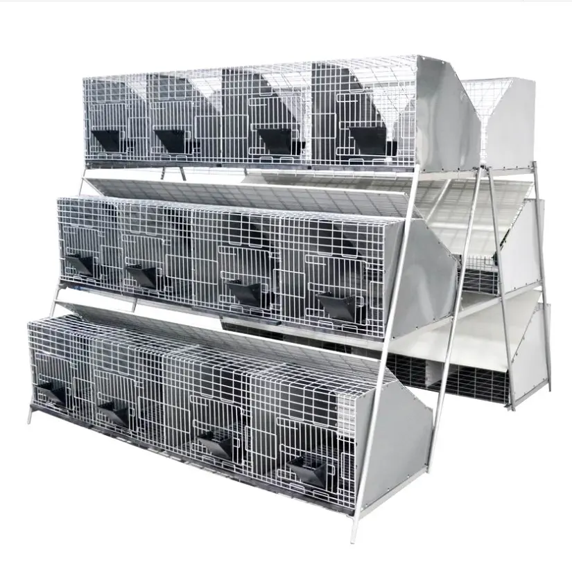 Jaula de conejo sin limpieza, tipo escalera, nuevo tipo de tecnología de partición de Metal de hoja para cría comercial, jaula de conejo