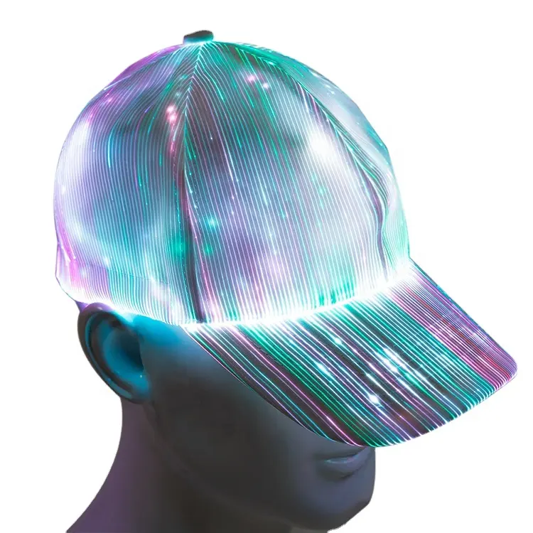 Casquette de Baseball phosphorescente à 6 panneaux lumineux Led, Rechargeable par usb, lumineux dans la nuit, pour fête, Festival et carnaval, 6 couleurs RGB