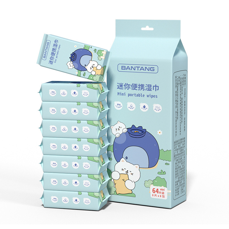 Blueberry kitten mini wipes-8 packs per case